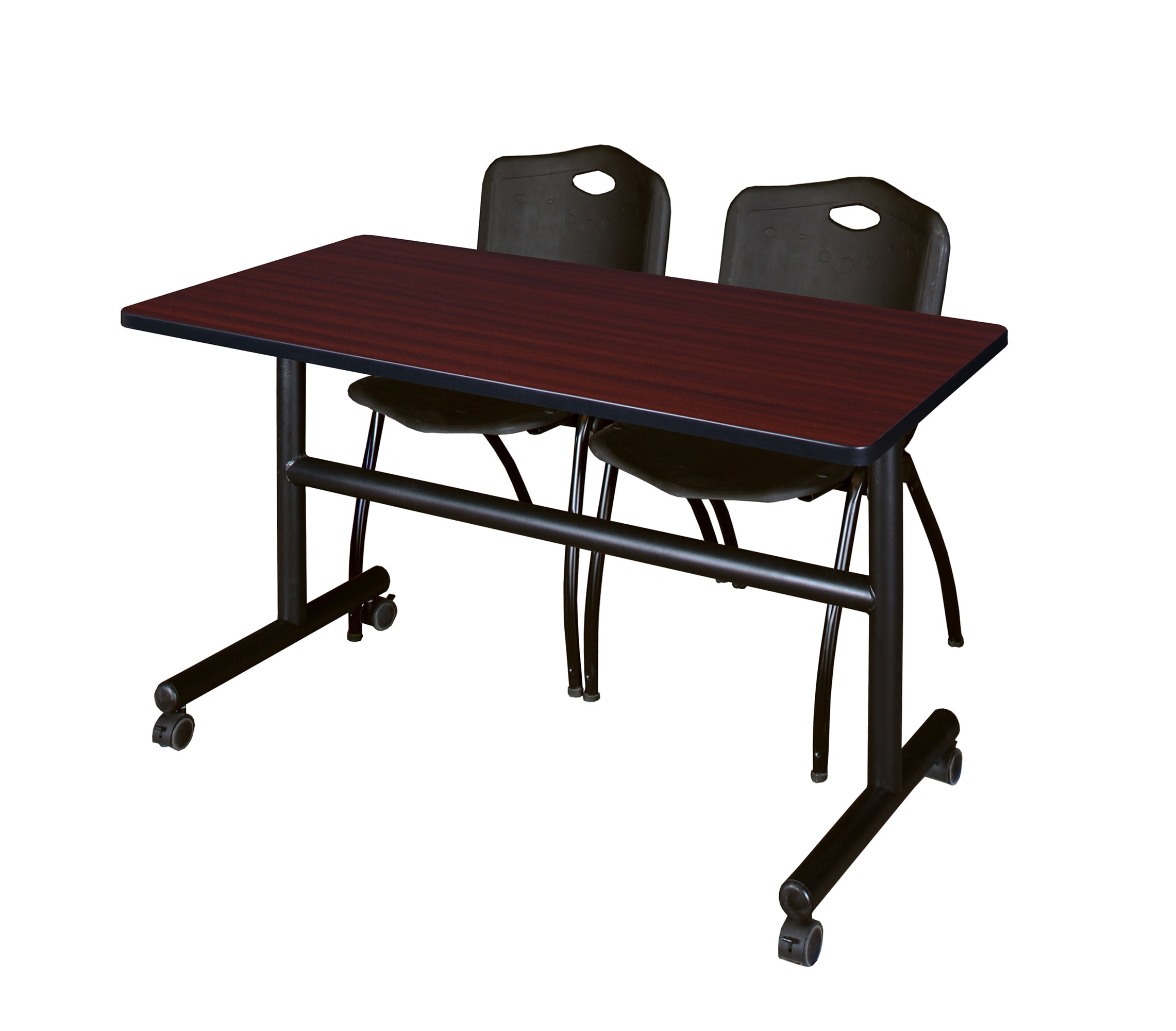 Stack Nested Bench Romig Axis-Pro 48 x 24 in. Flip-Top Training Nesting Table- Mahogany, 2 ...