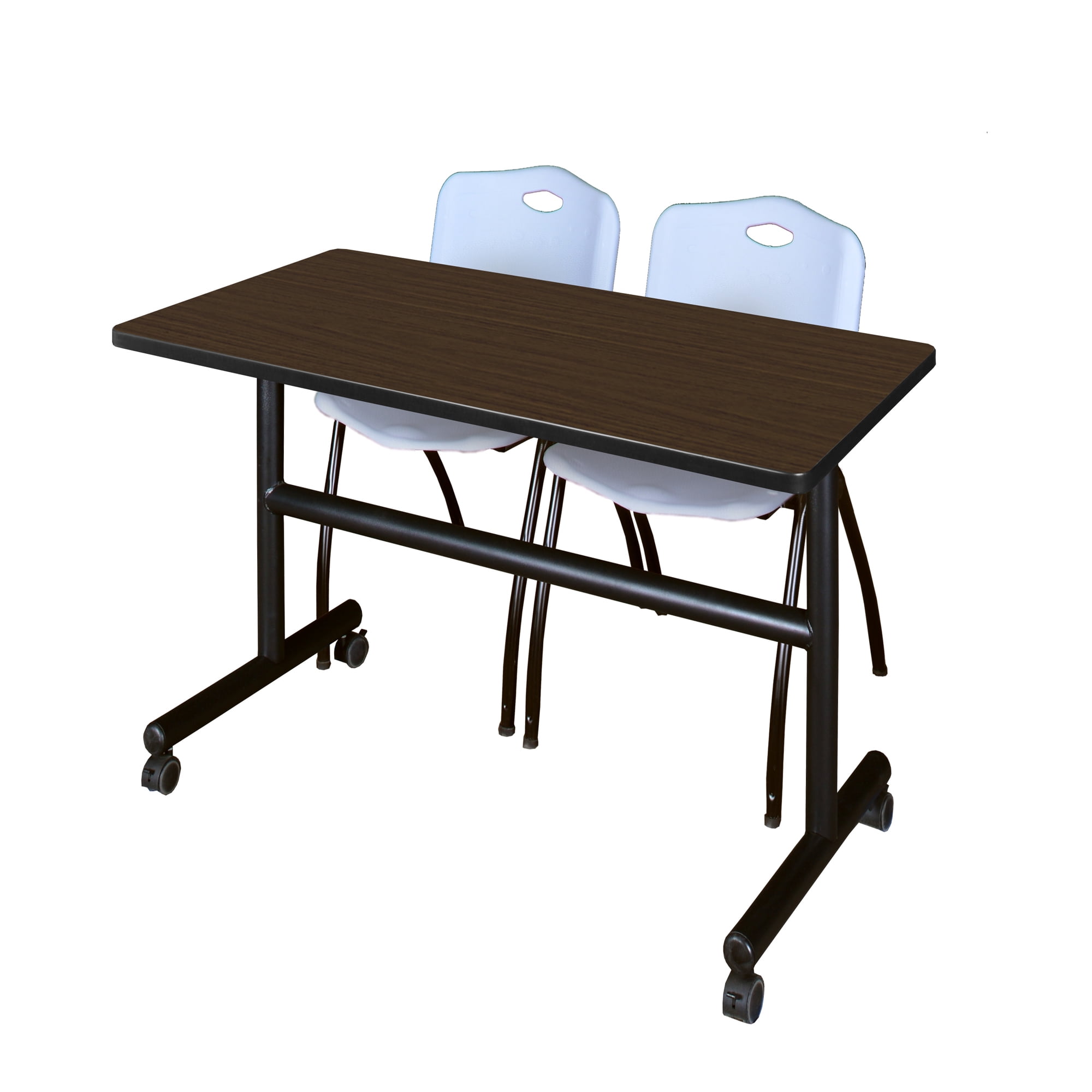 Stack Nested Bench Romig Axis-Pro 48 x 24 in. Flip-Top Training Nesting Table- Neo Walnut ...