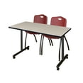 thumbnail image 1 of Romig Axis-Pro 48 x 24 in. Mobile T-Base Training Table- Maple, 2 M Stack Chairs- Burgundy, 1 of 7