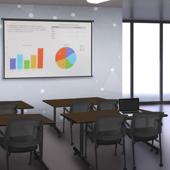 Romig Axis-Pro 48 x 24 in. T-Base Training Seminar Table- Neo Walnut, 2 Knight Mesh Chairs