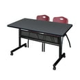 thumbnail image 1 of Romig Axis-Pro 48 x 30 in. Flip-Top Privacy Nesting Table- Grey, 2 M Stack Chairs- Burgundy, 1 of 7