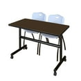 thumbnail image 1 of Romig Axis-Pro 48 x 30 in. Flip-Top Training Nesting Table- Neo Walnut, 2 M Stack Chairs- Grey, 1 of 6