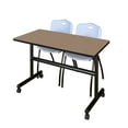 thumbnail image 1 of Romig Axis-Pro 48 x 30 in. Flip-Top Training Nesting Table- Noble Oak, 2 M Stack Chairs- Grey, 1 of 6