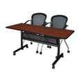 thumbnail image 1 of Romig Axis-Pro 60 x 24 in. Flip-Top Privacy Nesting Table- Cherry, 2 Cadence Nesting Chairs, 1 of 7