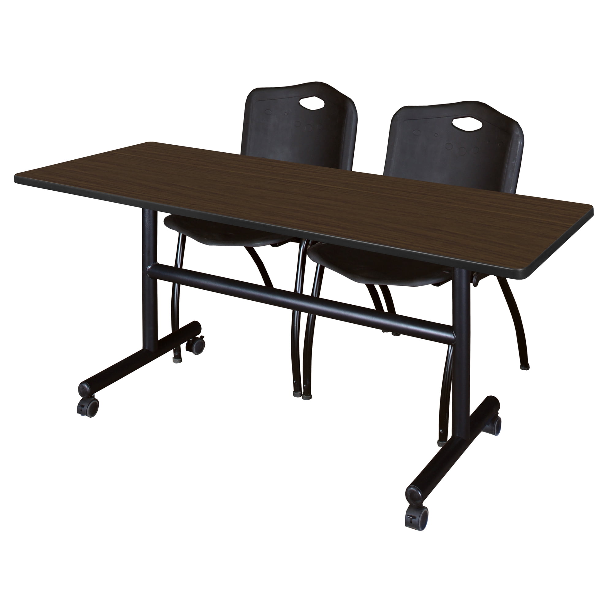 Stack Nested Bench Romig Axis-Pro 60 x 24 in. Flip-Top Training Nesting Table- Neo Walnut ...