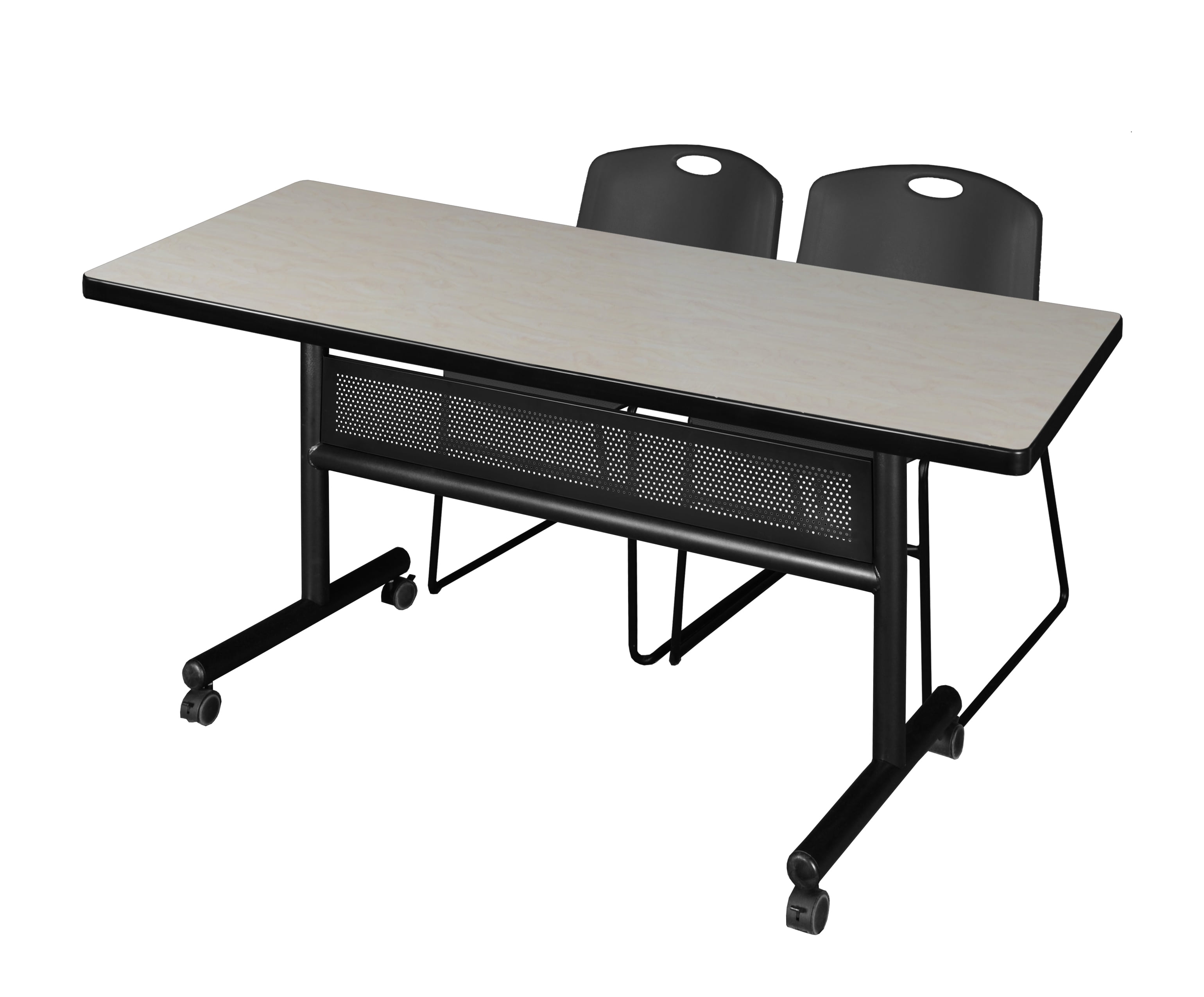 Stack Nested Bench Romig Axis-Pro 60 x 30 in. Flip-Top Privacy Nesting Table- Maple, 2 ...