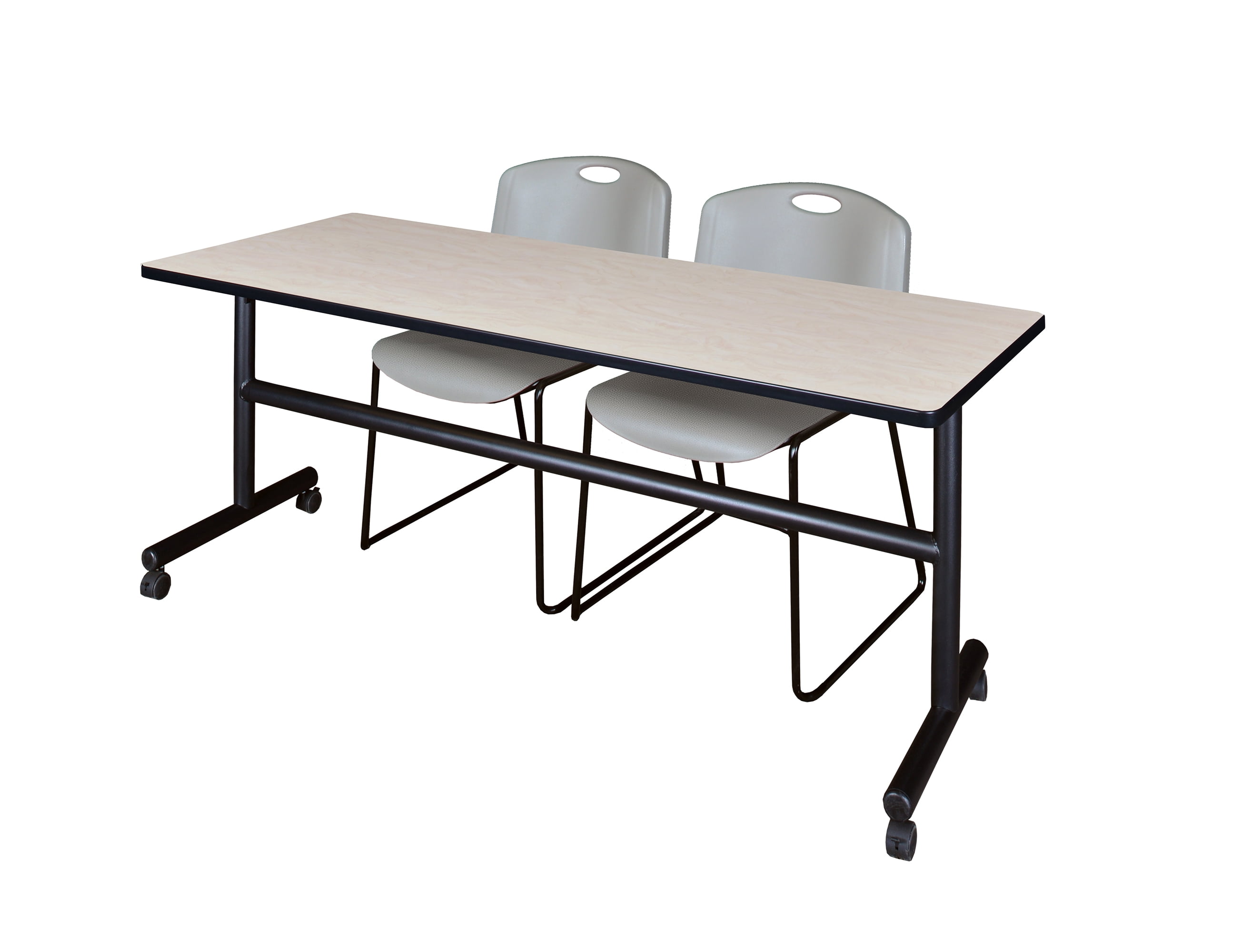 Stack Nested Bench Romig Axis-Pro 72 x 24 in. Flip-Top Training Nesting Table- Maple, 2 ...