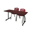 thumbnail image 1 of Romig Axis-Pro 72 x 24 in. T-Base Training Seminar Table- Mahogany, 2 M Stack Chairs- Burgundy, 1 of 8