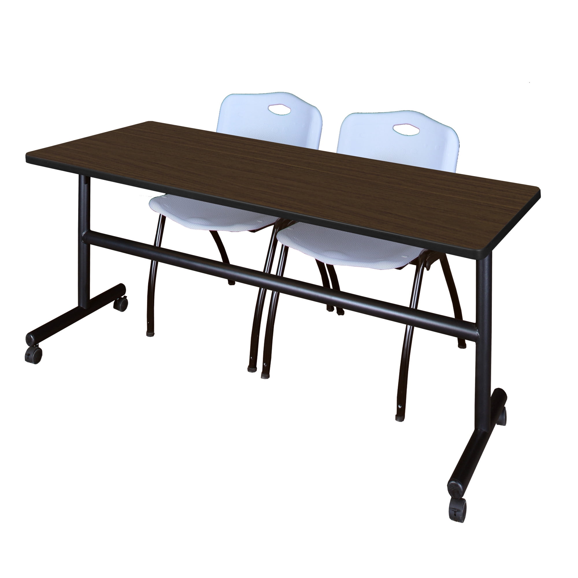 Stack Nested Bench Romig Axis-Pro 72 x 30 in. Flip-Top Training Nesting Table- Neo Walnut ...