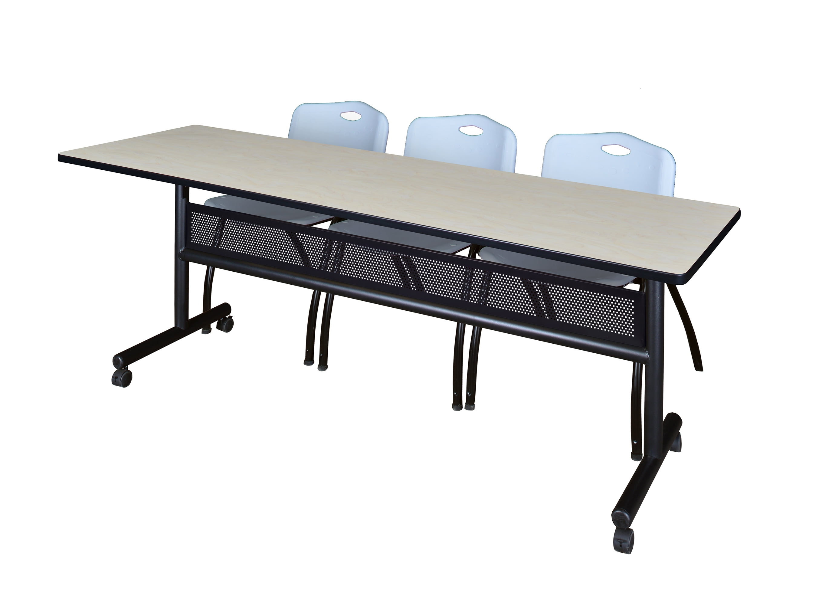 Romig Axis-Pro 84 x 24 in. Flip-Top Privacy Nesting Table- Maple, 2 M ...