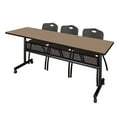 thumbnail image 1 of Romig Axis-Pro 84 x 24 in. Flip-Top Privacy Nesting Table- Noble Oak, 2 M Stack Chairs- Black, 1 of 6