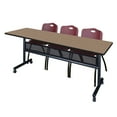 thumbnail image 1 of Romig Axis-Pro 84 x 24 in. Flip-Top Privacy Nesting Table- Noble Oak, 2 M Stack Chairs- Burgundy, 1 of 6