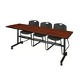 thumbnail image 1 of Romig Axis-Pro 84 x 24 in. Flip-Top Training Nesting Table- Cherry, 2 Zeng Stack Chairs- Black, 1 of 7