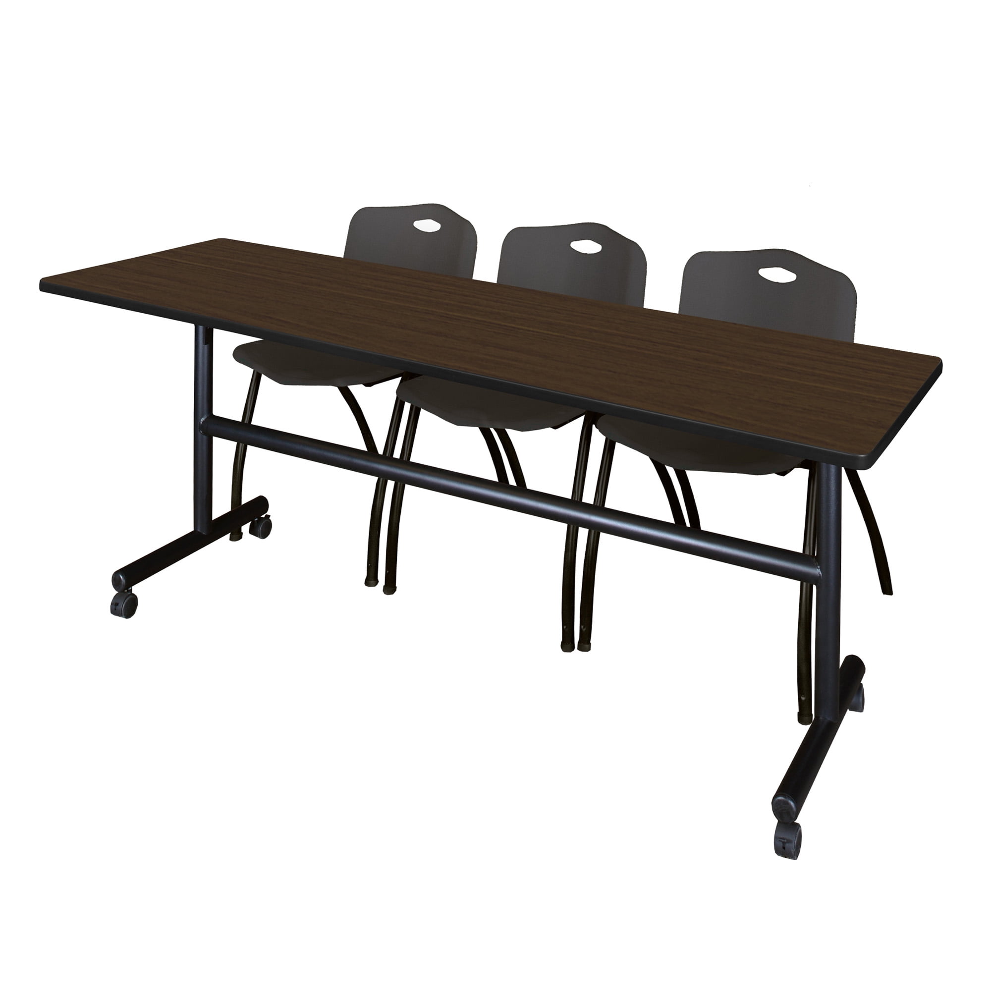 Stack Nested Bench Romig Axis-Pro 84 x 24 in. Flip-Top Training Nesting Table- Neo Walnut ...