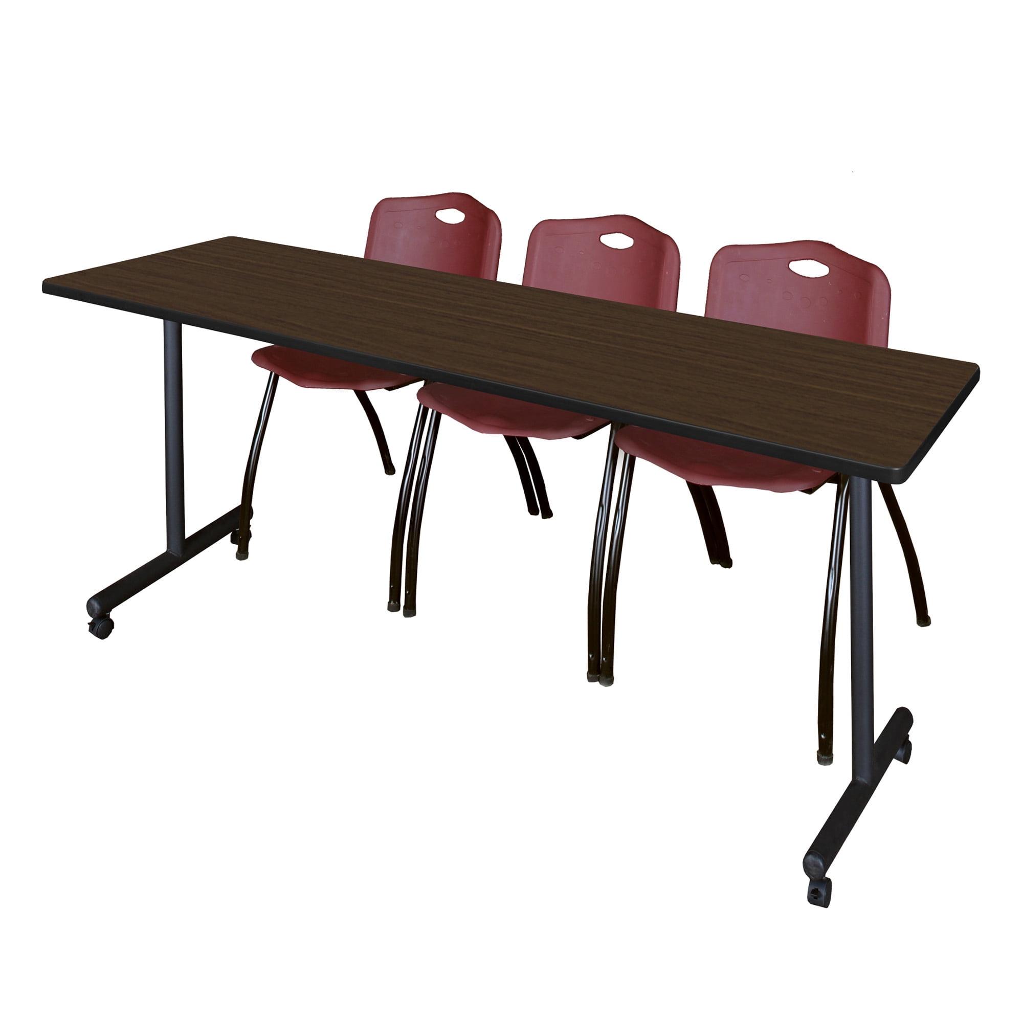 Stack Nested Bench Romig Axis-Pro 84 x 24 in. Flip-Top Training Nesting Table- Neo Walnut ...