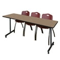 thumbnail image 1 of Romig Axis-Pro 84 x 24 in. Flip-Top Training Nesting Table- Noble Oak, 2 M Stack Chairs- Burgundy, 1 of 6