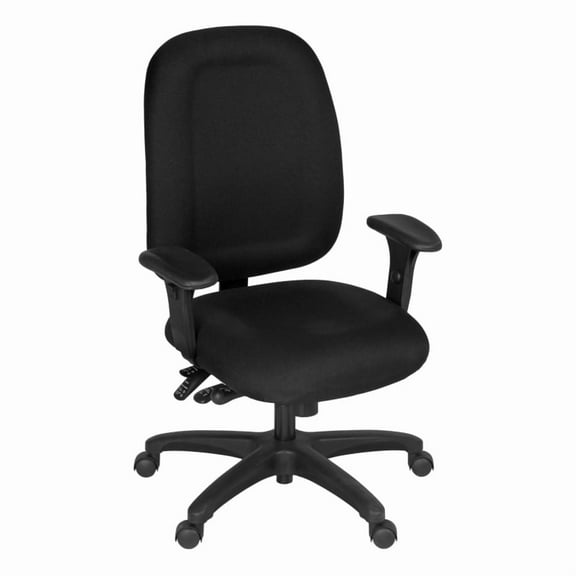 Romig Comfort Series High-Back Multifunctional Fabric Computer Task Chair with Adjustable Arms - Black