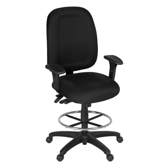 Romig Comfort Series High-Back Multifunctional Fabric Computer Task Chair with Adjustable Arms and Drafting Kit - Black