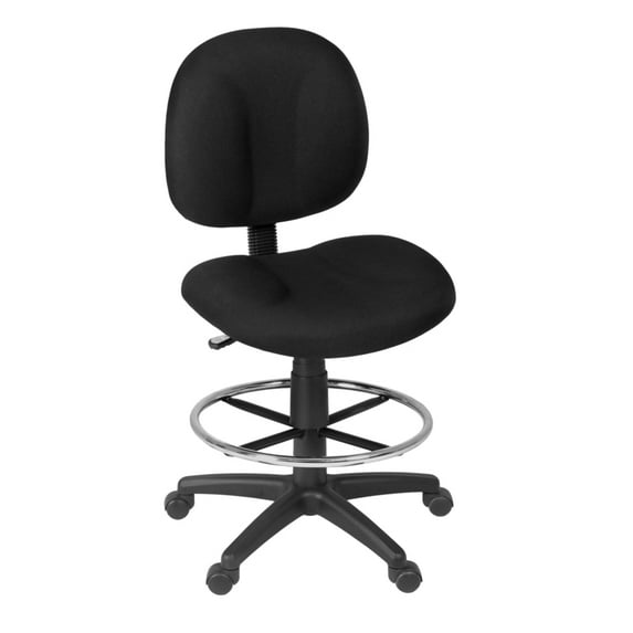 Romig Comfort Series Swivel Fabric Computer Task Chair with Drafting Kit - Black