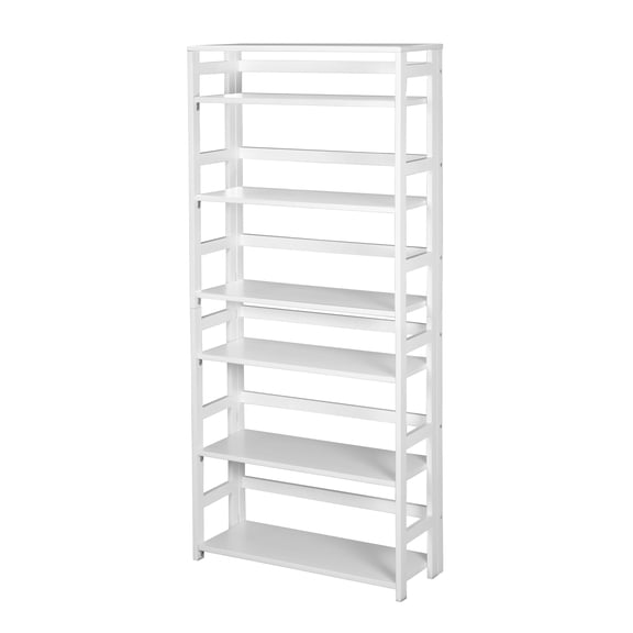 Romig Flip Flop 67 in High Folding Bookcase, Easy Assembly Shelf Storage- White