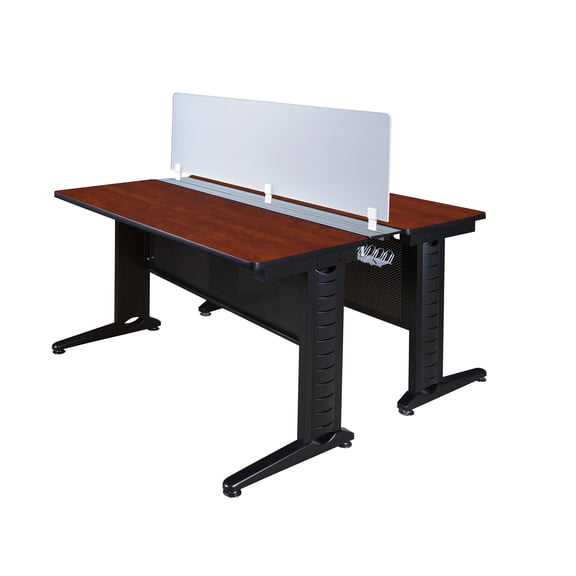 Romig Forge+ 48 x 24 in. 2 Person Bench Workstation with Privacy Panel- Cherry