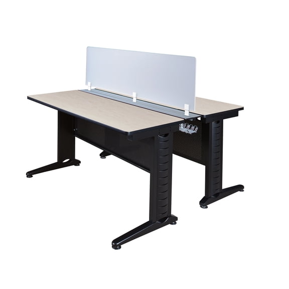 Romig Forge+ 48 x 24 in. 2 Person Bench Workstation with Privacy Panel- Maple