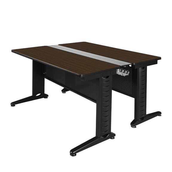 Romig Forge+ 48 x 58 in. 2 Person Bench Workstation Desk- Neo Walnut