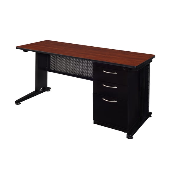 Romig Forge+ 60 x 24 Teachers Desk with Single Pedestal Drawer Unit- Cherry