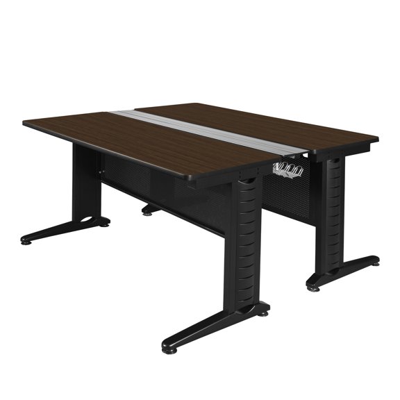 Romig Forge+ 72 x 58 in. 2 Person Bench Workstation Desk- Neo Walnut