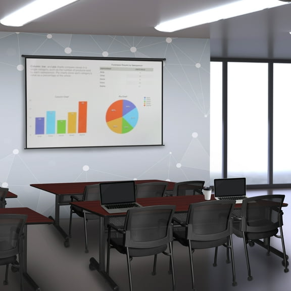 Regency Kobe 84 x 24 in. Flip-Top Training Nesting Table w/ Modesty Panel- Mahogany & 2 Knight Mesh Chairs