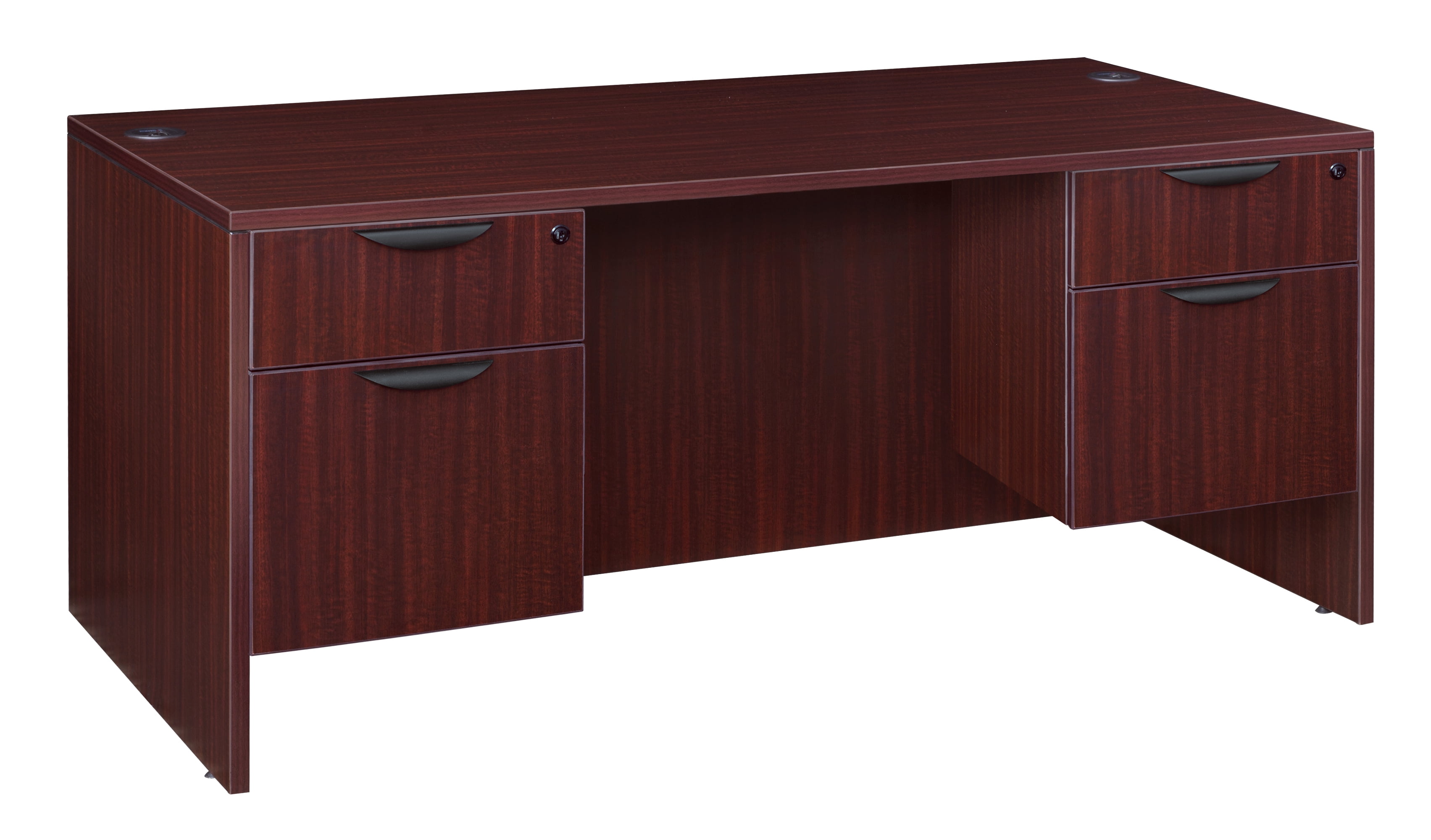 Executive 60'' Mahogany Laminate Desk with Dual Filing Drawers