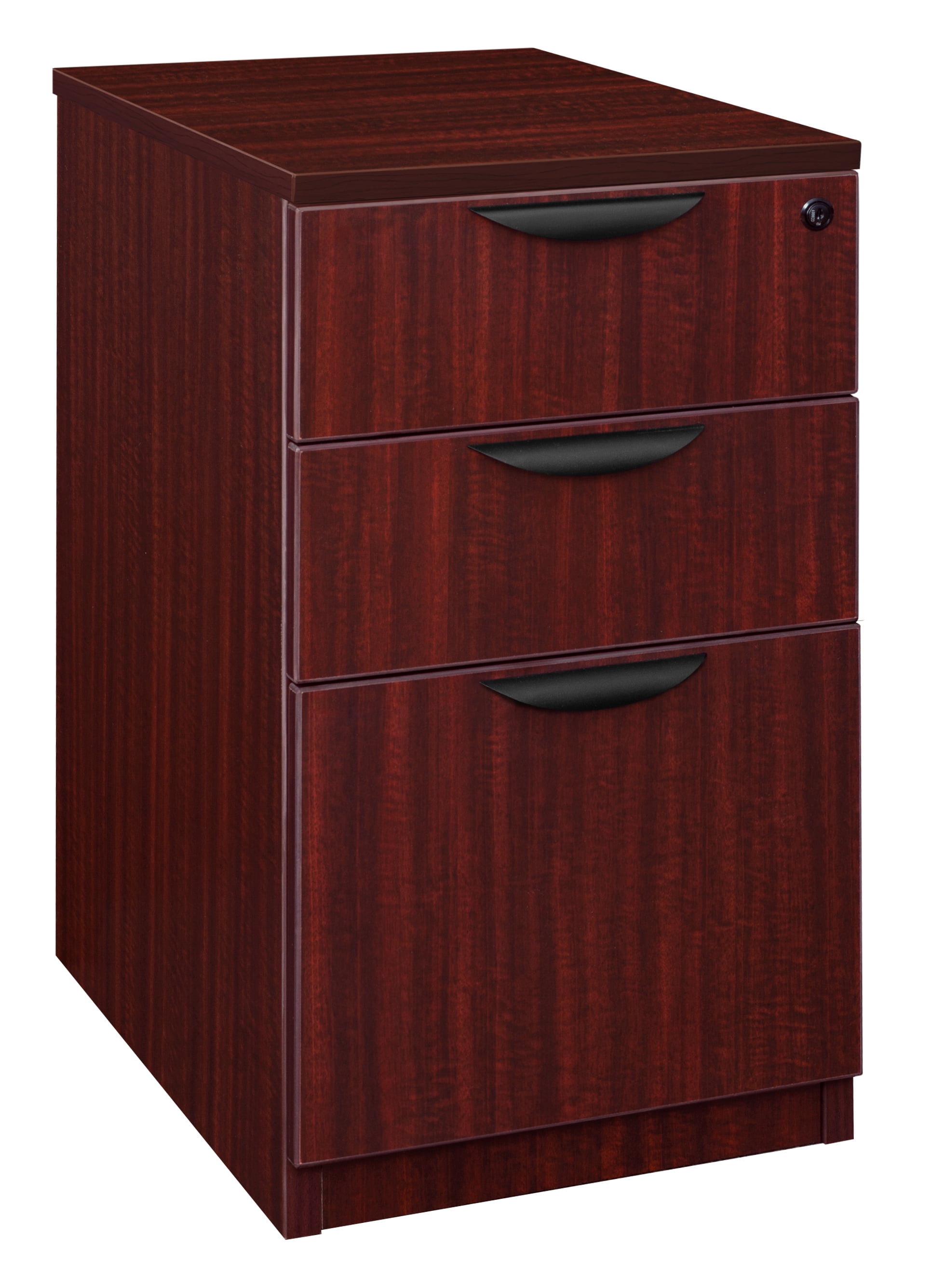 Elegant Mahogany 3-Drawer Legal File Pedestal with Lock