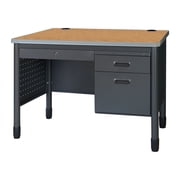 Romig Mesa Steel Single Pedestal Teachers Office Desk with Center Drawer 48" x 30" - Medium Oak