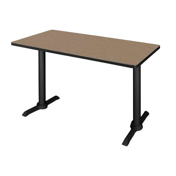 Romig Pillar 42 x 24 in. Steel T-Base Training Seminar Table- Noble Oak/ Black Base