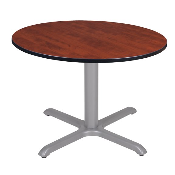 Romig Pillar 48 in. Large Round X-Base Breakroom Table- Cherry Top, Grey Legs