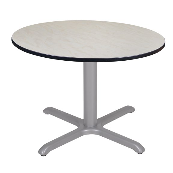 Romig Pillar 48 in. Large Round X-Base Breakroom Table- Maple Top, Grey Legs