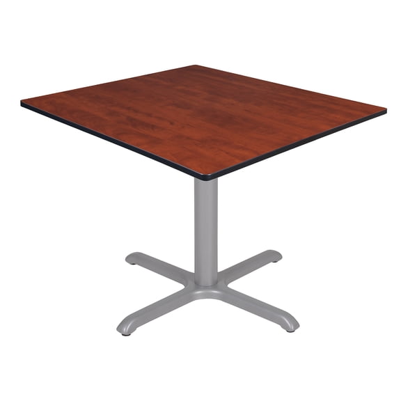 Romig Pillar 48 in. Large Square X-Base Breakroom Table- Cherry Top, Grey Legs