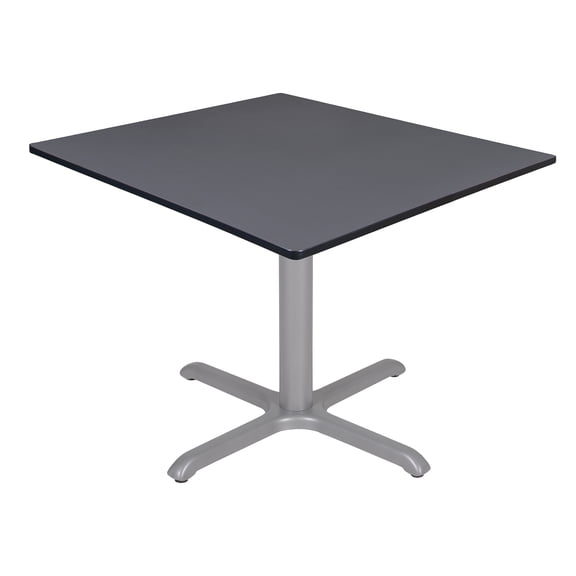 Romig Pillar 48 in. Large Square X-Base Breakroom Table- Grey Top, Grey Legs