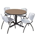 thumbnail image 1 of Romig Pillar 48 in. Round Breakroom Table- Noble Oak & 4 M Stack Chairs- Grey, 1 of 8