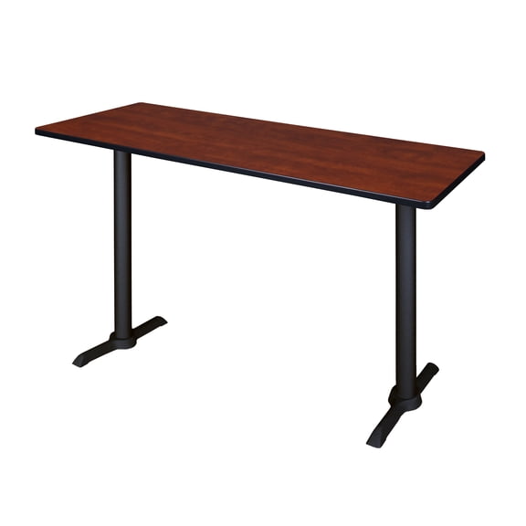 Romig Pillar 60 x 24 in. Steel T-Base Cafe Training Seminar Table- Cherry
