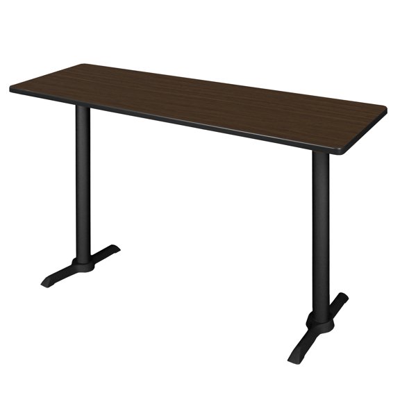 Romig Pillar 60 x 24 in. Steel T-Base Cafe Training Seminar Table- Neo Walnut
