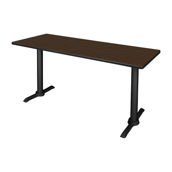 Romig Pillar 60 x 24 in. Steel T-Base Training Seminar Table- Neo Walnut/ Black Base