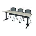 thumbnail image 1 of Romig Pillar 84 x 24 in. T-Base Training Seminar Table- Maple & 3 Cadence Nesting Chairs, 1 of 7