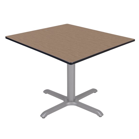 Romig Pillar Large 48 in. Square X-Base Breakroom Table- Noble Oak Top, Grey Legs