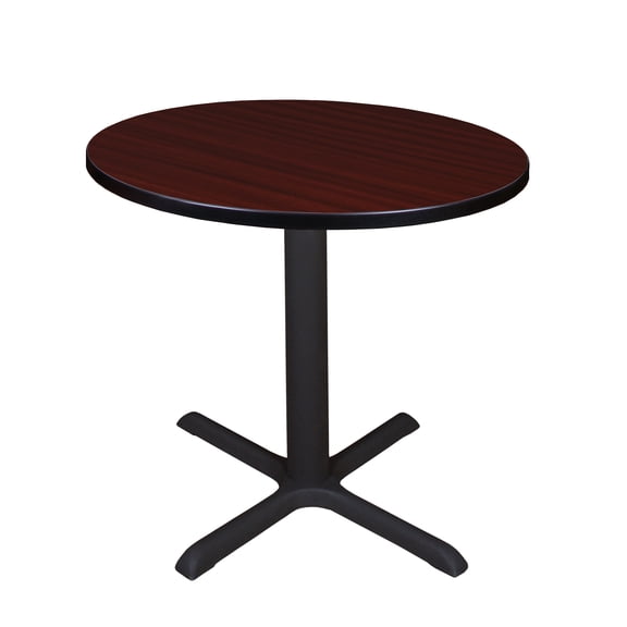 Romig Pillar Small 30 in. Round X-Base Breakroom Table- Mahogany