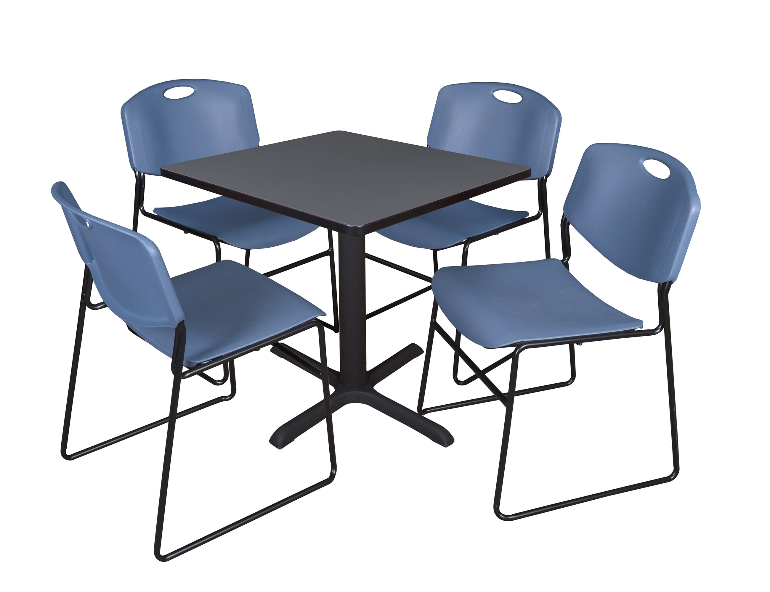 Small Rectangular Breakroom Table Romig Pillar Small 30 in. Square X-Base Breakroom Table- Grey & 4 Zeng ...
