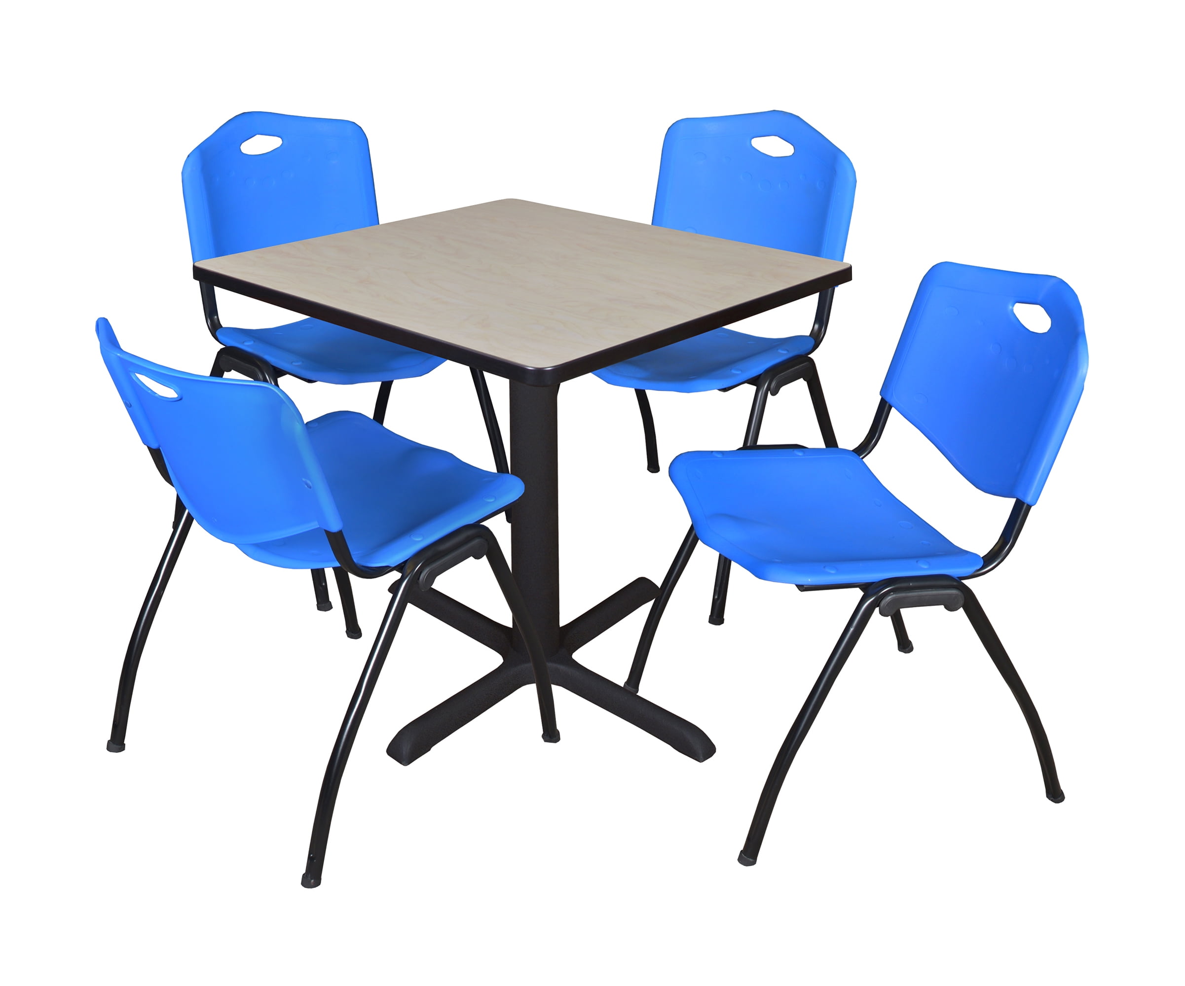Small Rectangular Breakroom Table Romig Pillar Small 30 in. Square X-Base Breakroom Table- Maple & 4 M ...