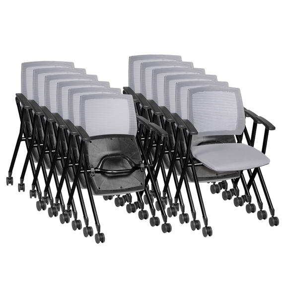 Romig Pulse Flexible High Back with Padded Fabric Seat Nesting Chair (12 pack)- Grey