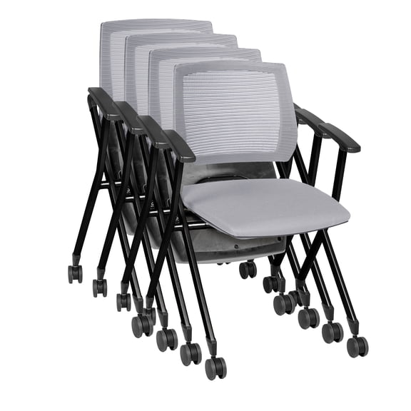Romig Pulse Flexible High Back with Padded Fabric Seat Nesting Chair (4 pack)- Grey