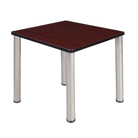 Romig Trek 30 in. Small Square Breakroom Table- Mahogany Top, Chrome Legs